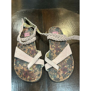 Women's Muk Luks Pink Brown Floral Cork Sandals Size 7